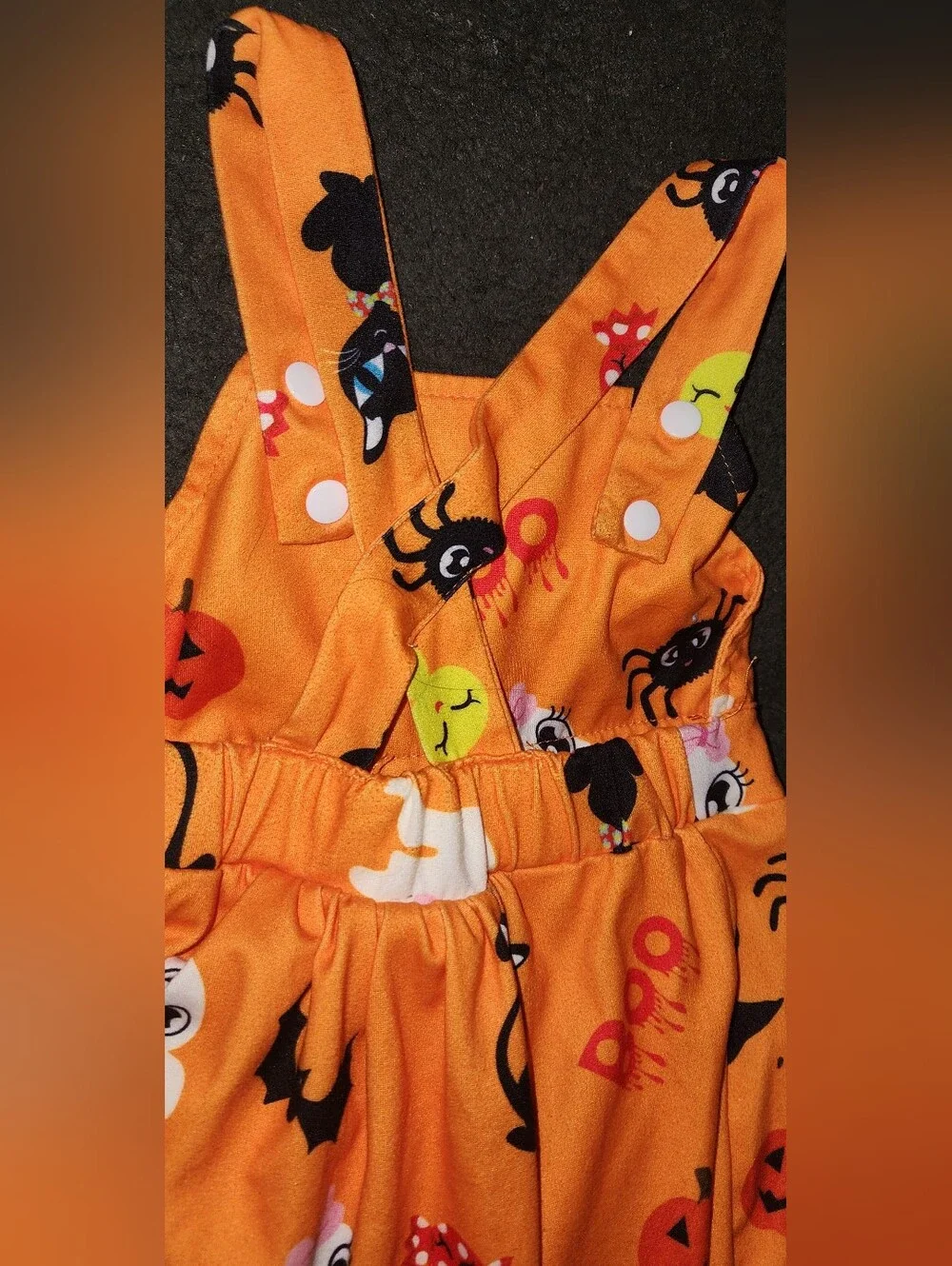 Halloween Romper Orange Baby 3/6 months Pre-owned skull bat spider